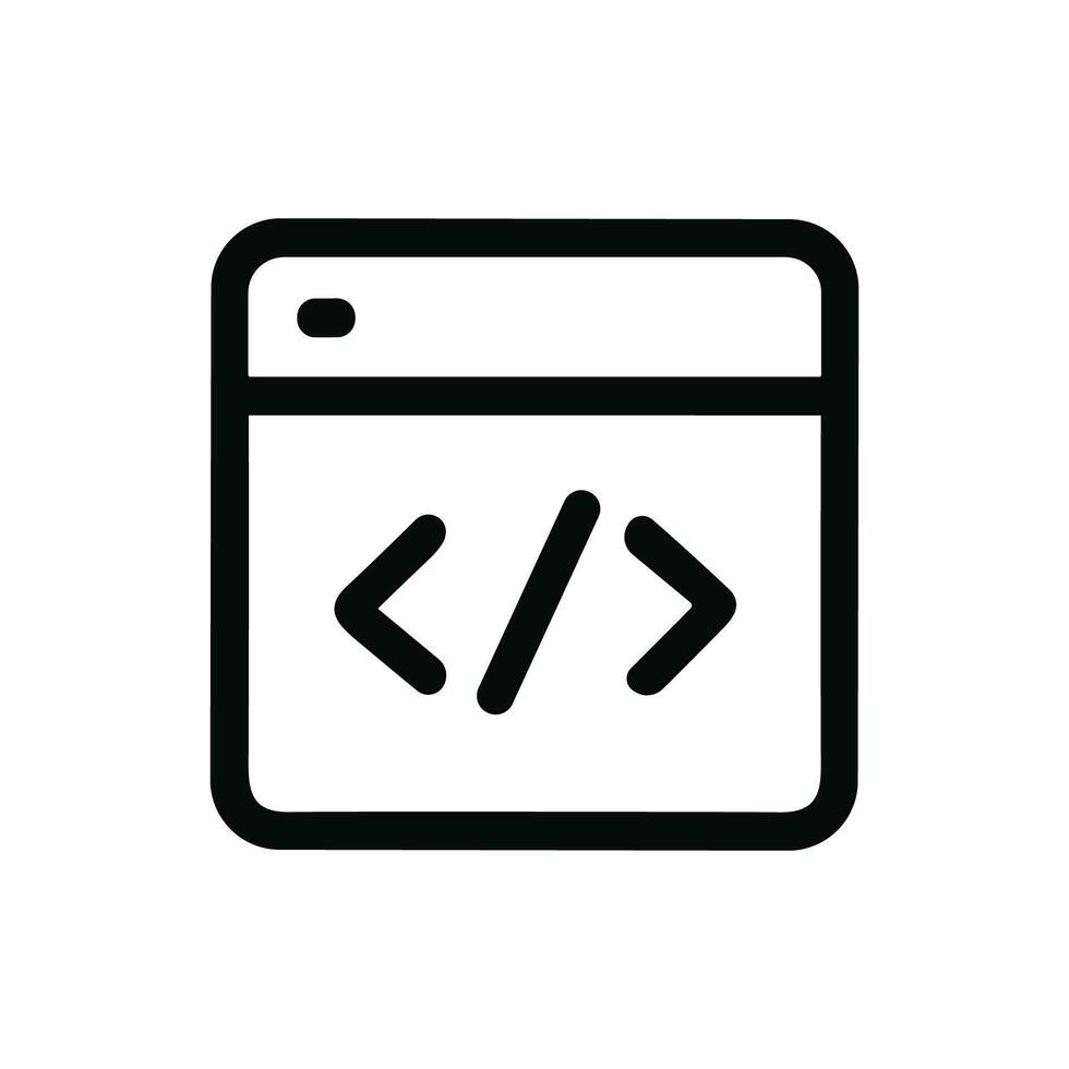 Minimalist Line Style Coding Sign On Website Browser Interface Icon vector