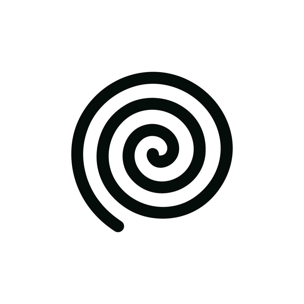 Simple Line Black and White Round Swirl Shape Design Element vector