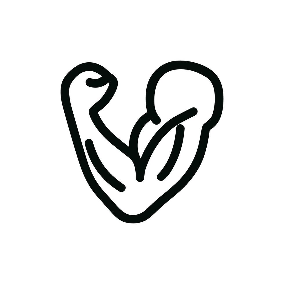 Outline Handdrawn Strong Arm Biceps Bodybuilding Muscle Gym Power Icon vector