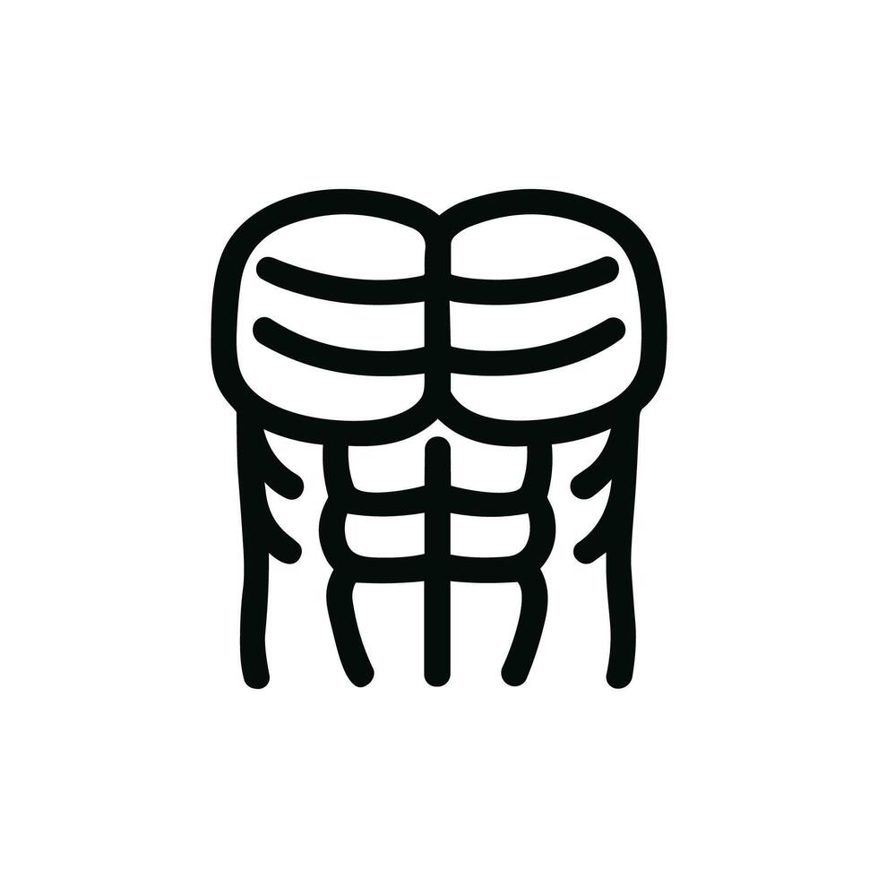 Minimalist Handdrawn Six Pack Abs Muscular Body Line Art Icon vector