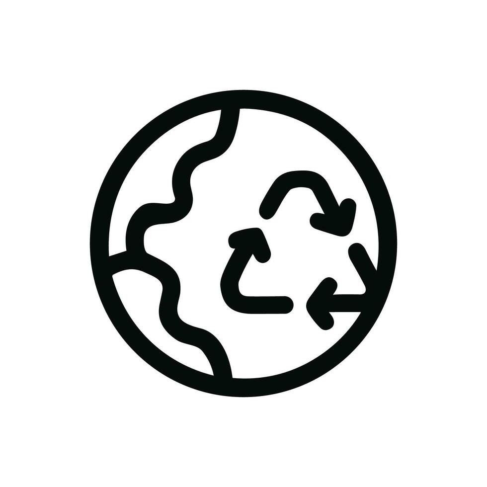 Simple Outline Earth Recycle Icon Concept Representing Environmental Sustainability vector