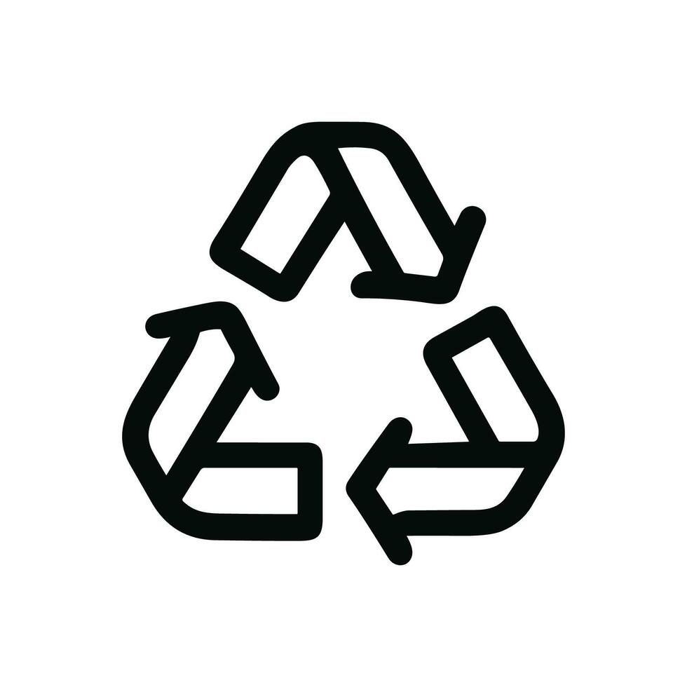 Simple Handdrawn Recycling Symbol Arrow Outline Shape Icon Element vector