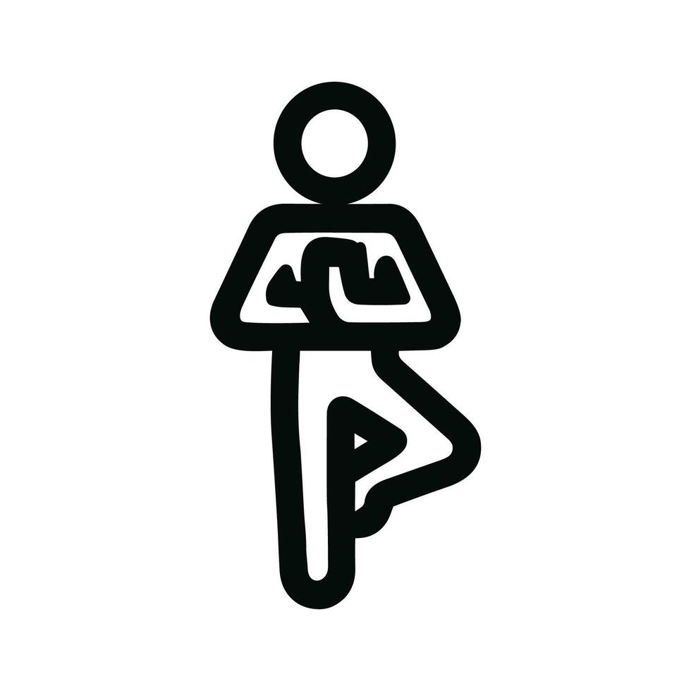 Outline Simple Tree Pose Stick Figure Icon for Meditation and Relaxation vector