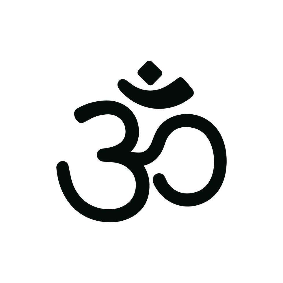 Simple Black and White Outline Om Symbol Hinduism Sign Graphic vector