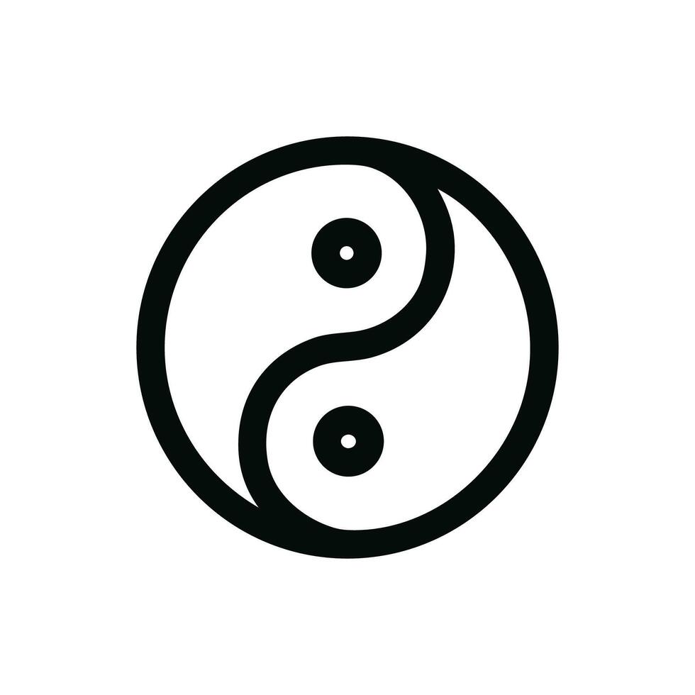 Minimalist Outline Spiritual Yin Yang Balance Symbol Sign Icon vector
