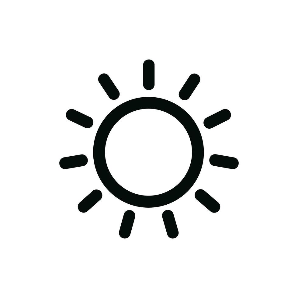 Minimalist Line Art Sun With Rays Weather Icon Symbol vector