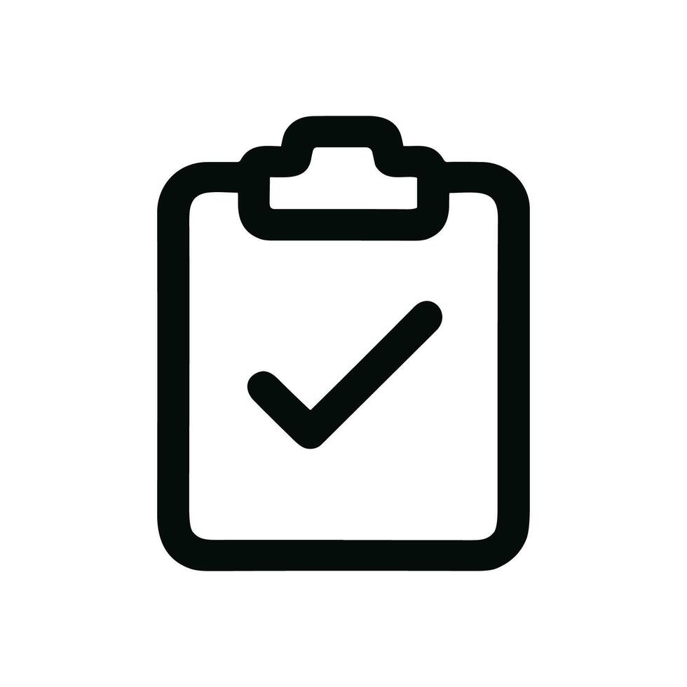 Line Art Minimalist Clipboard Checkmark Icon Simple Symbol Graphic Element vector