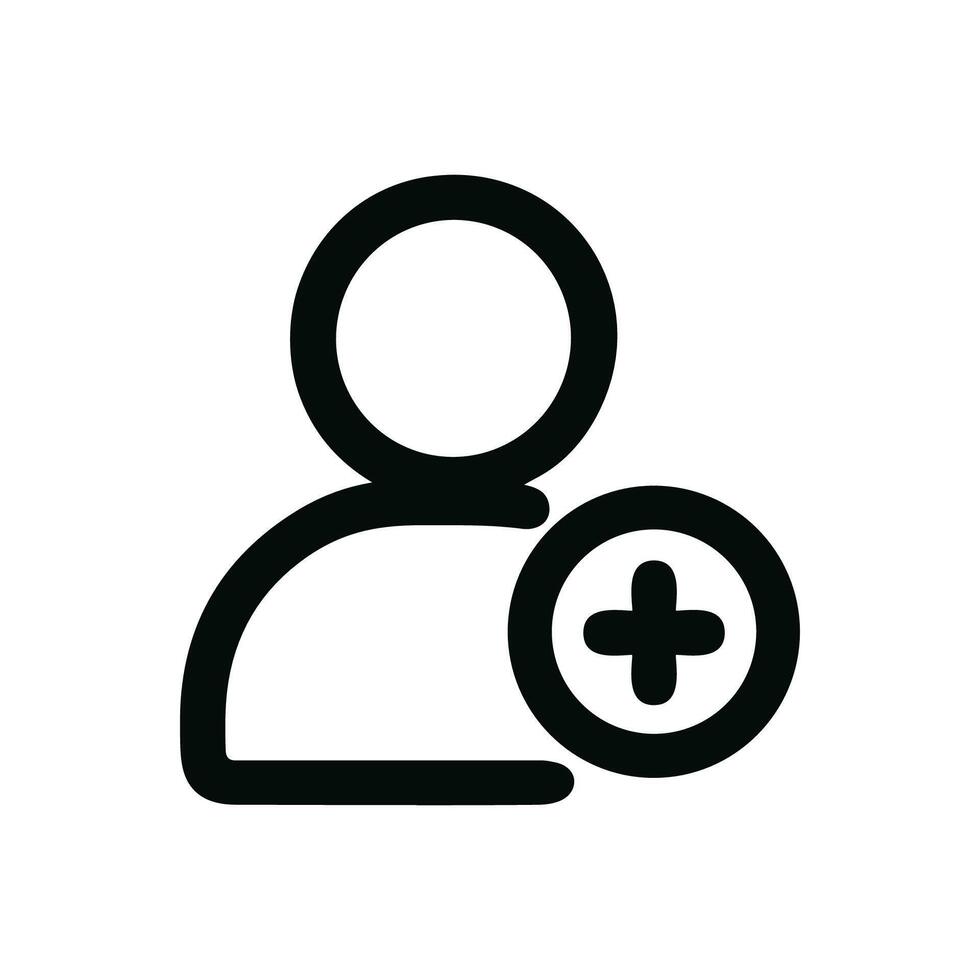 Simple Outline Add User Sign Symbol Design New Account Icon vector