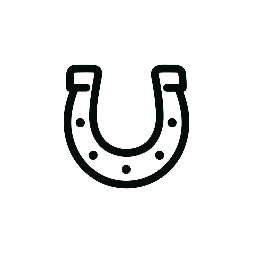 Simple Outline Horseshoe Luck Charm Black and White Icon Symbol vector
