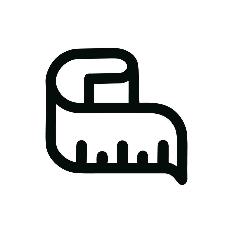 Line Art Simple Measuring Tape Minimalist Black and White Icon vector