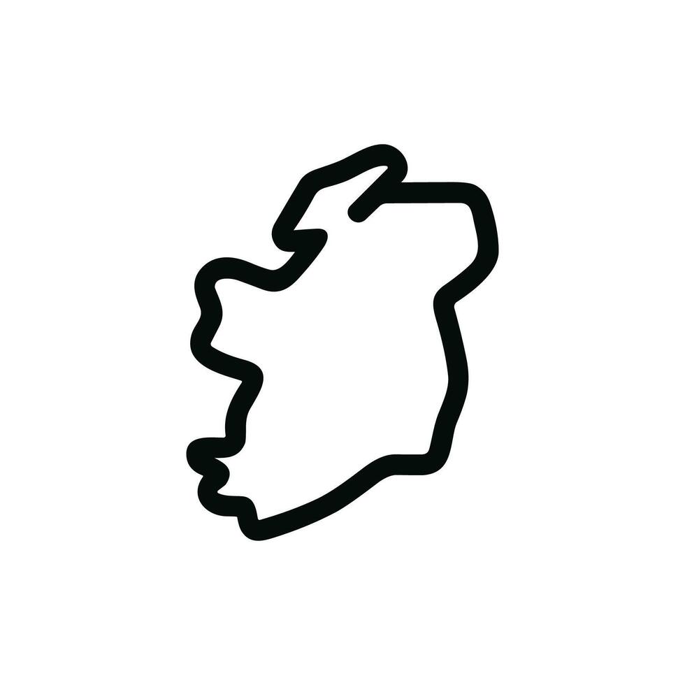 Minimalist Handdrawn Ireland Outline Map Shape Country Geography Icon vector