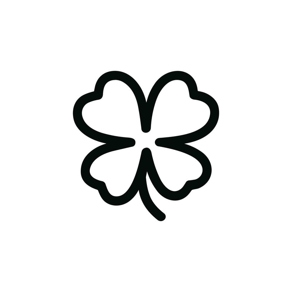 Simple Outline Four Leaf Clover Luck Symbol Sign Icon Silhouette vector