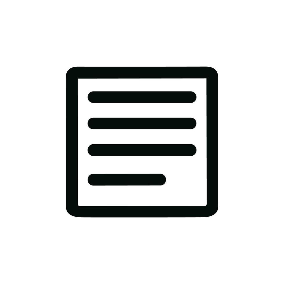 Simple Outline Document List Icon in Black and White Isolated vector