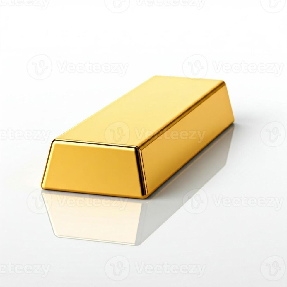 A gold bar isolated on white photo