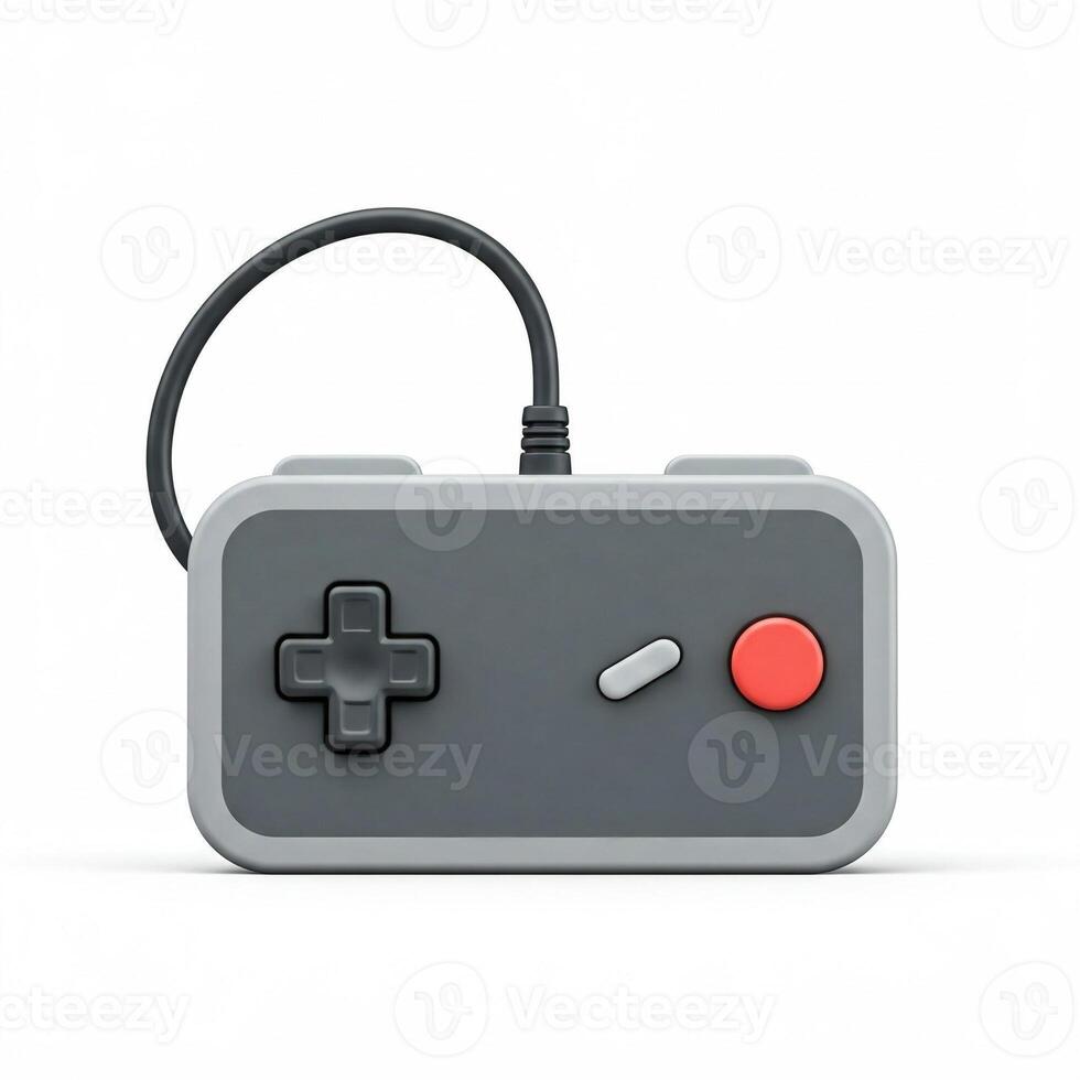 3D illustration of a retro videogame controller isolated on white photo