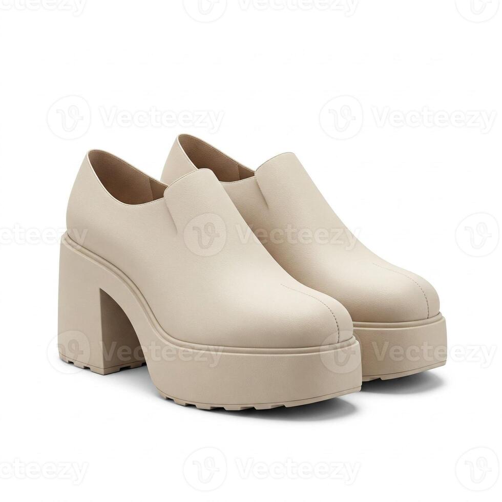 Women's platform heels isolated on white photo