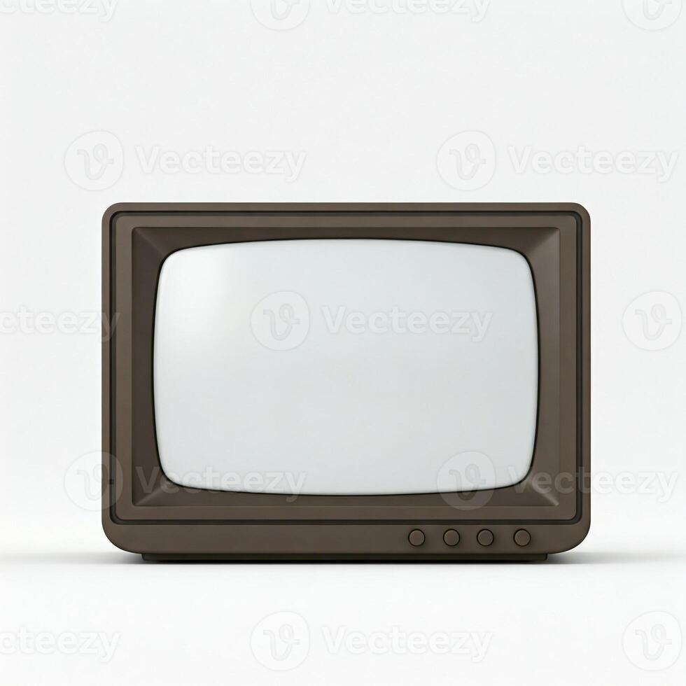3D illustration of a mock vintage TV screen isolated on white photo