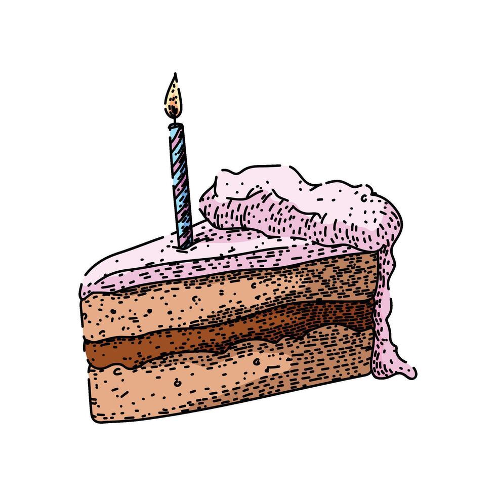 party birthday cake piece sketch hand drawn item vector