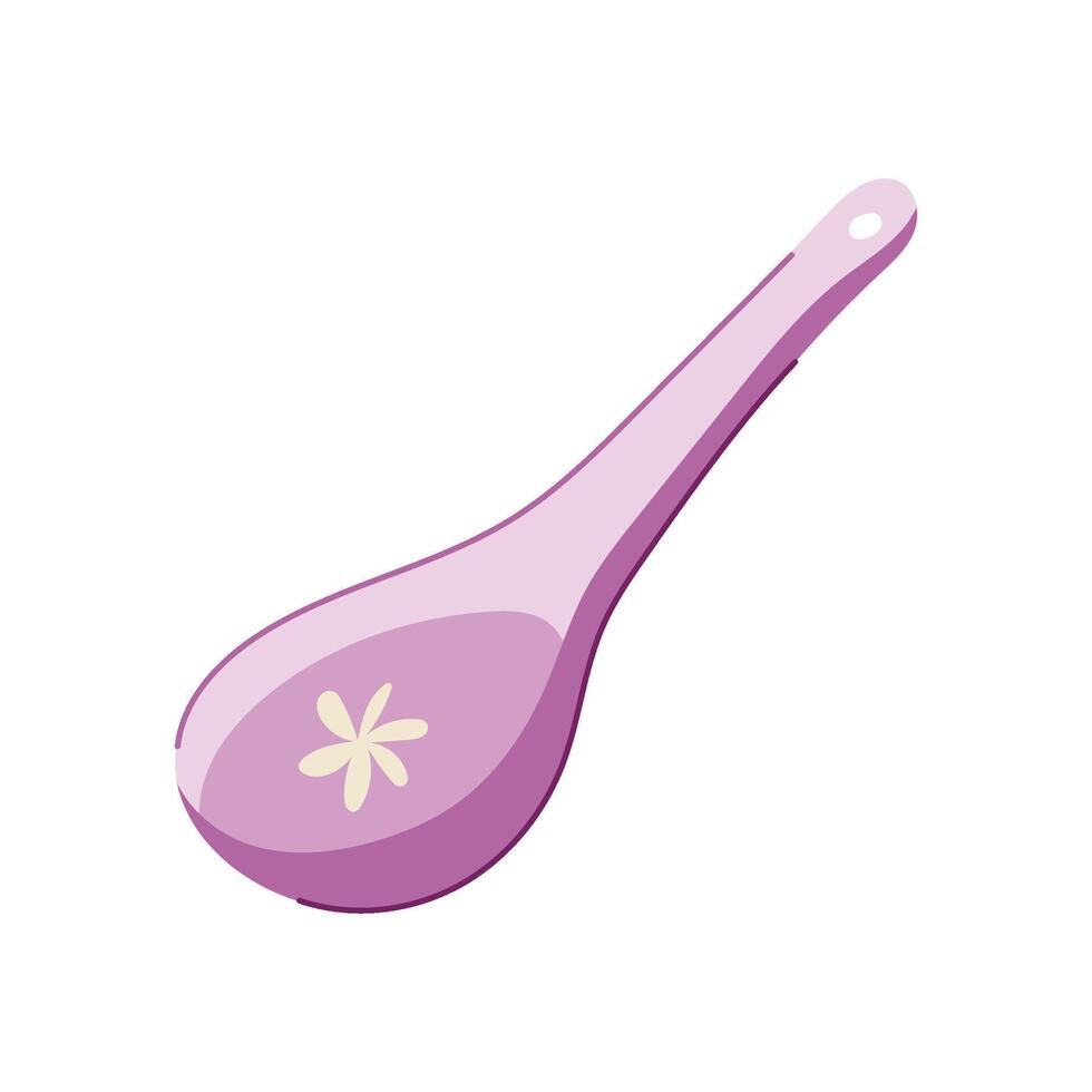 ceramic handle soup spoon cartoon illustration vector