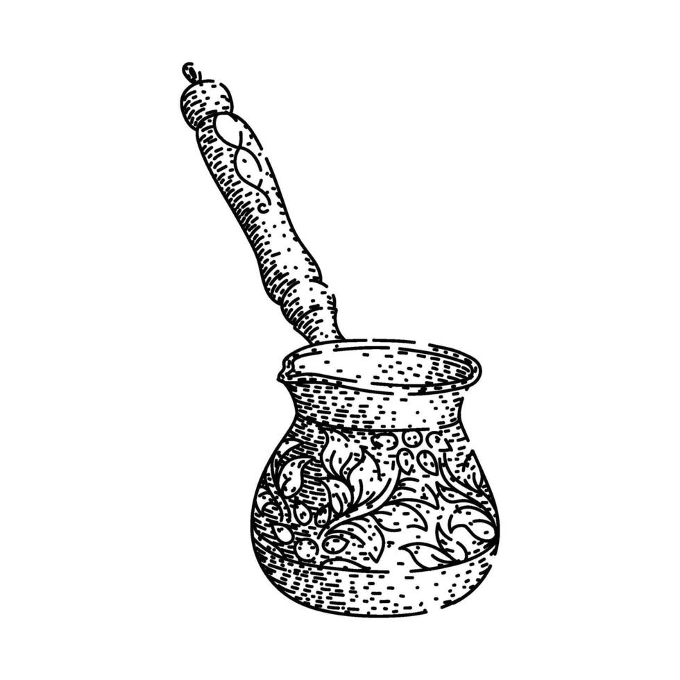 brew cezve turkish coffee sketch hand drawn black vector