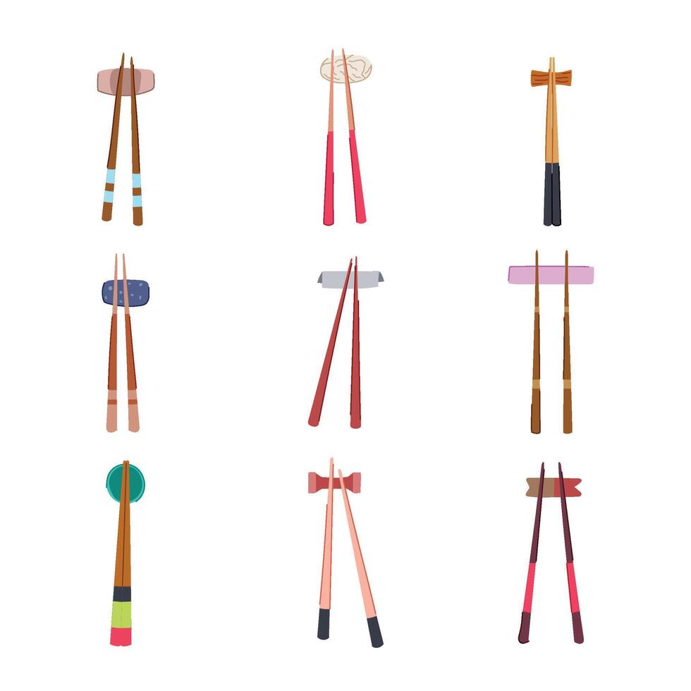 rest chopstick set cartoon illustration vector