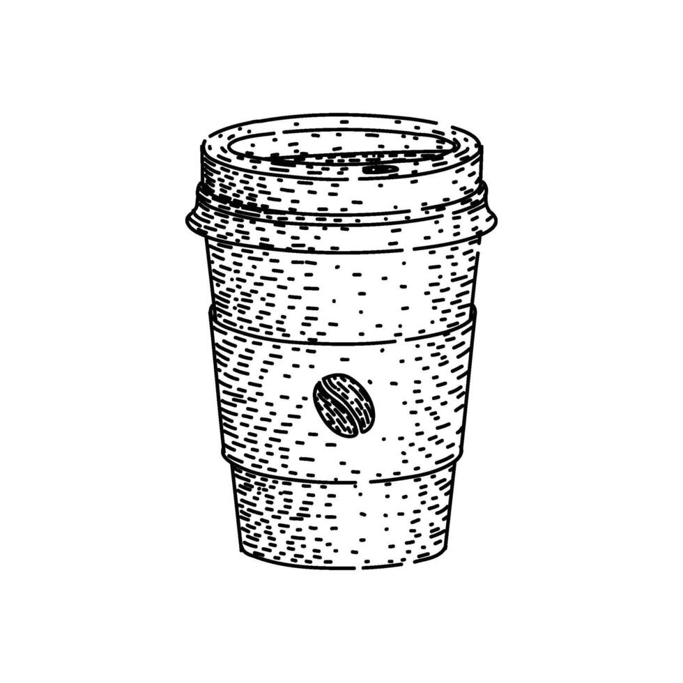 insulated coffee cup sketch hand drawn item vector