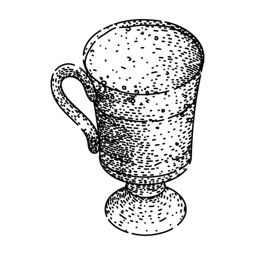 latte coffee glass sketch hand drawn black vector