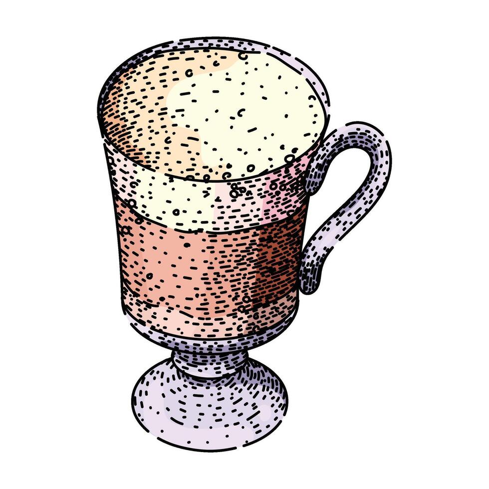 latte coffee glass sketch hand drawn vector