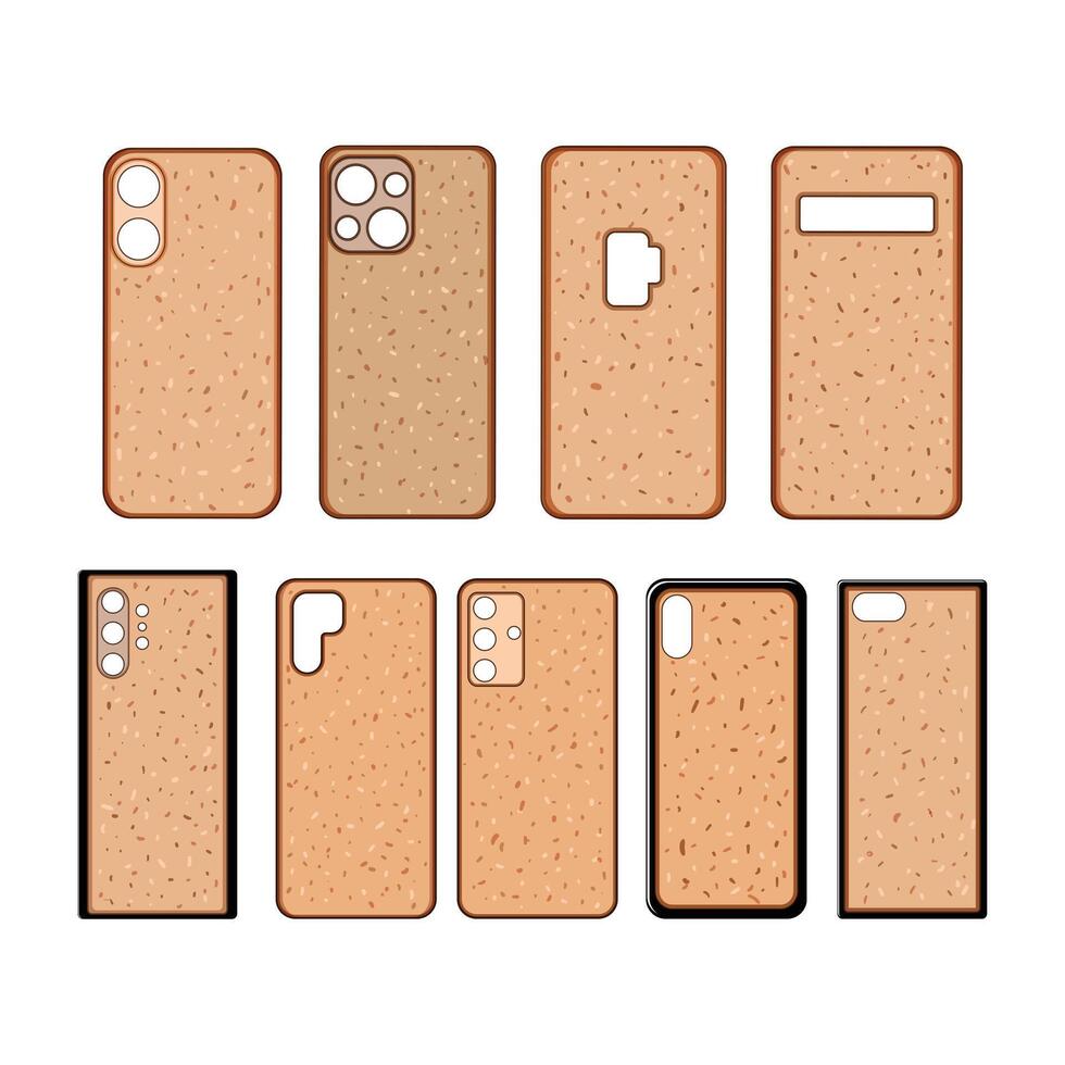 phone cork case set cartoon element vector