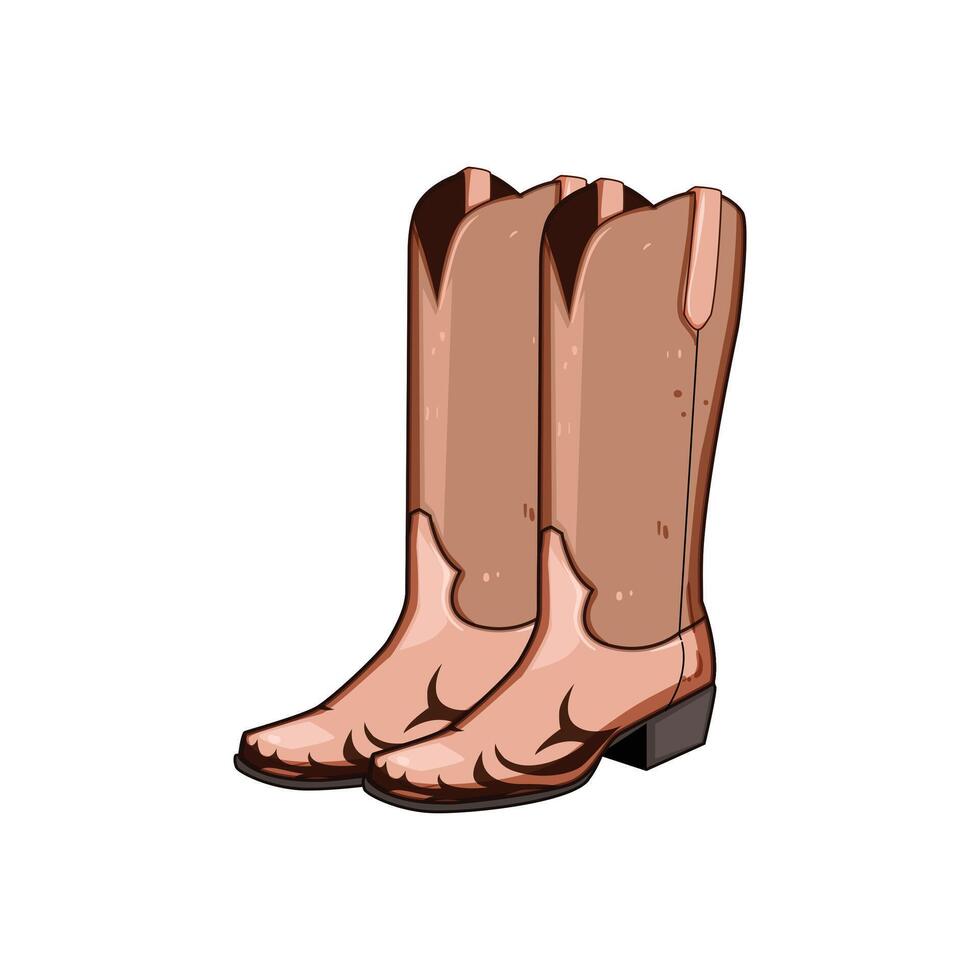 cowboy leather boots cartoon illustration vector