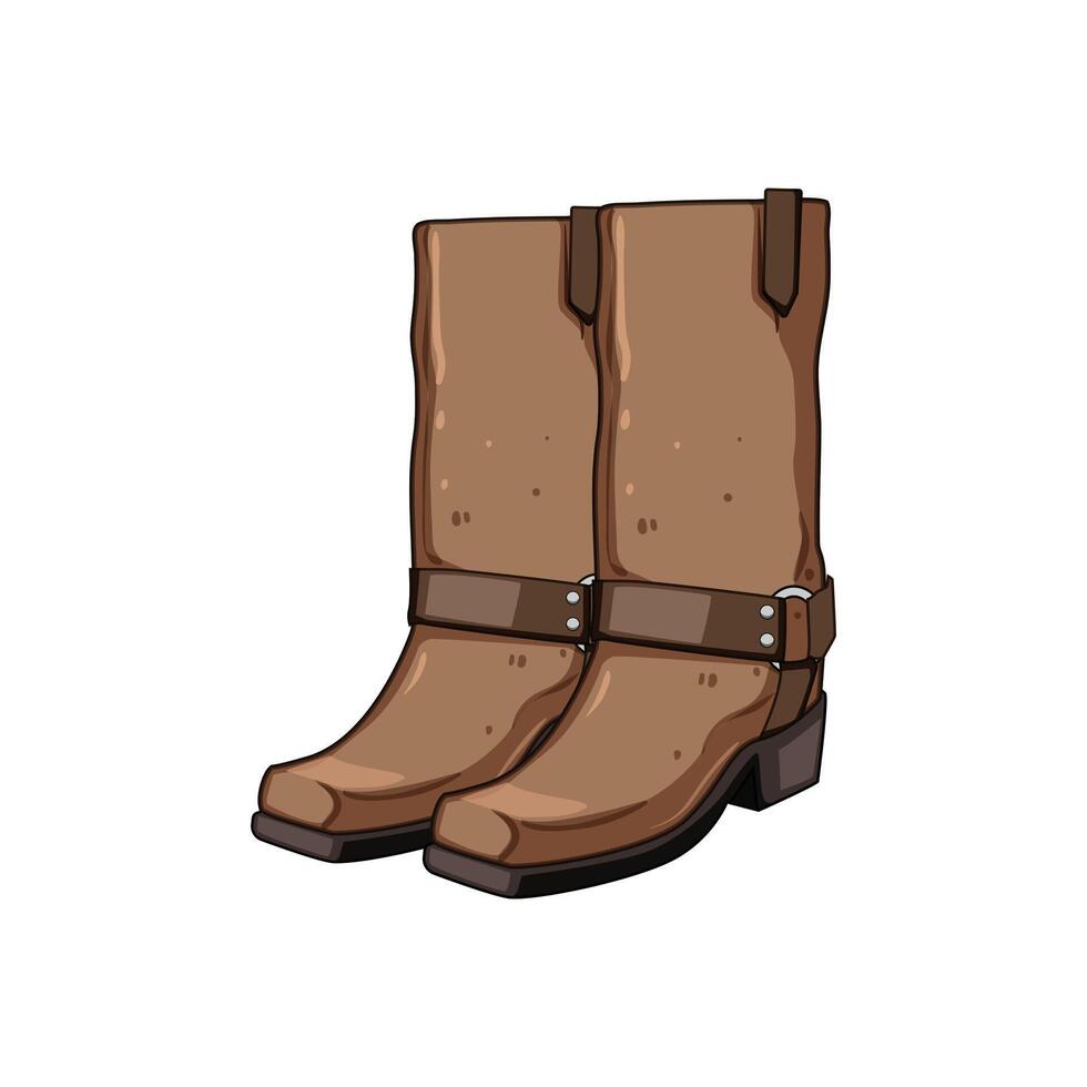 cowboy fashion boots cartoon illustration vector