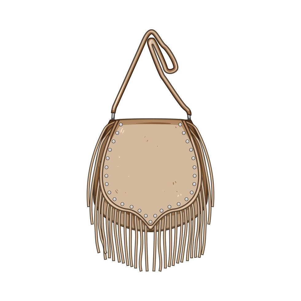 cowgirl studded bag cartoon illustration vector