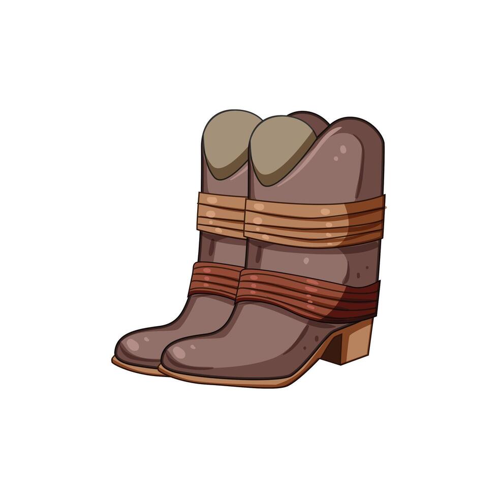 cowgirl rustic boots cartoon illustration vector