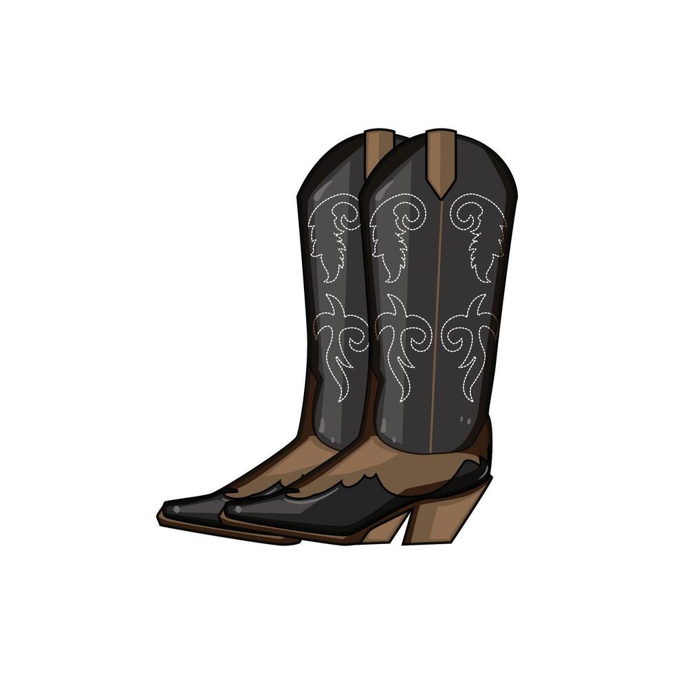 cowgirl square boots cartoon illustration vector