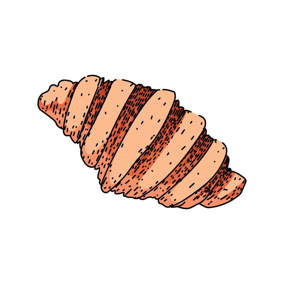 layered croissant sketch hand drawn item vector
