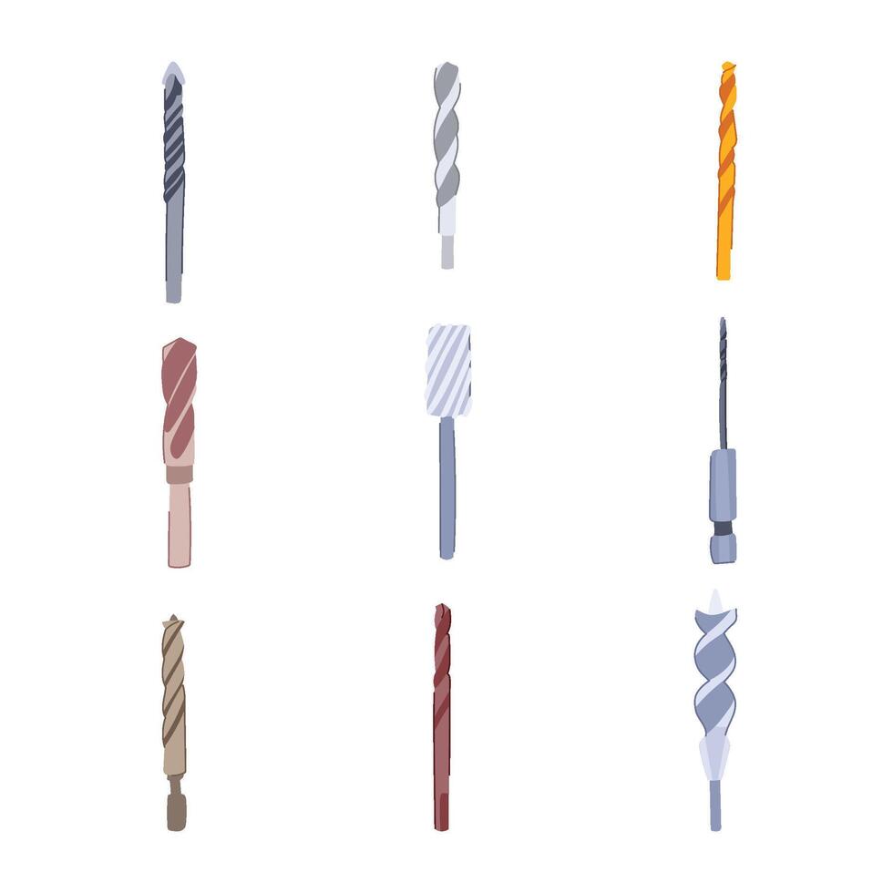 bit drill set cartoon element vector
