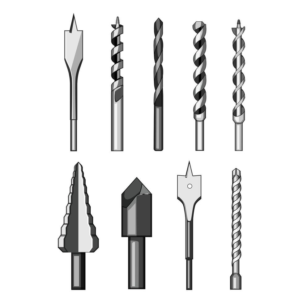 bit drill set cartoon item vector