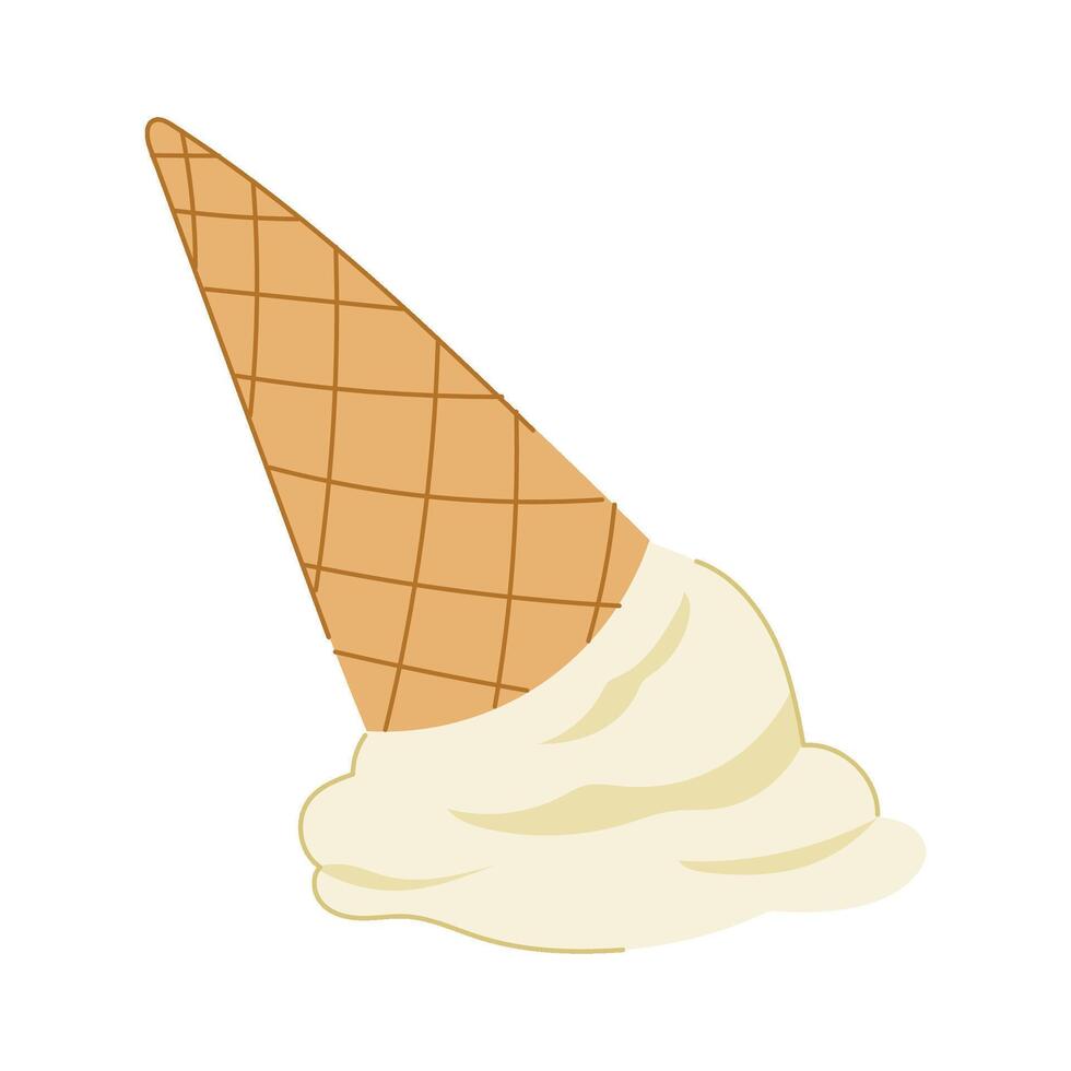 fallen chocolate ice cream cartoon illustration vector