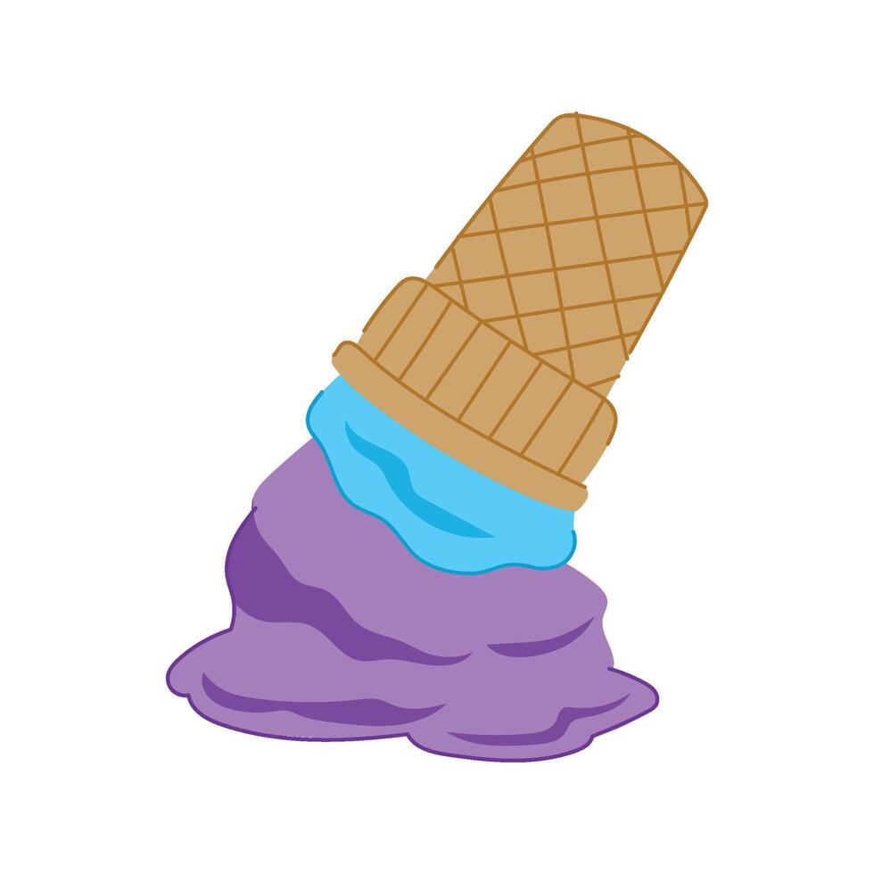 fallen cone ice cream cartoon illustration vector