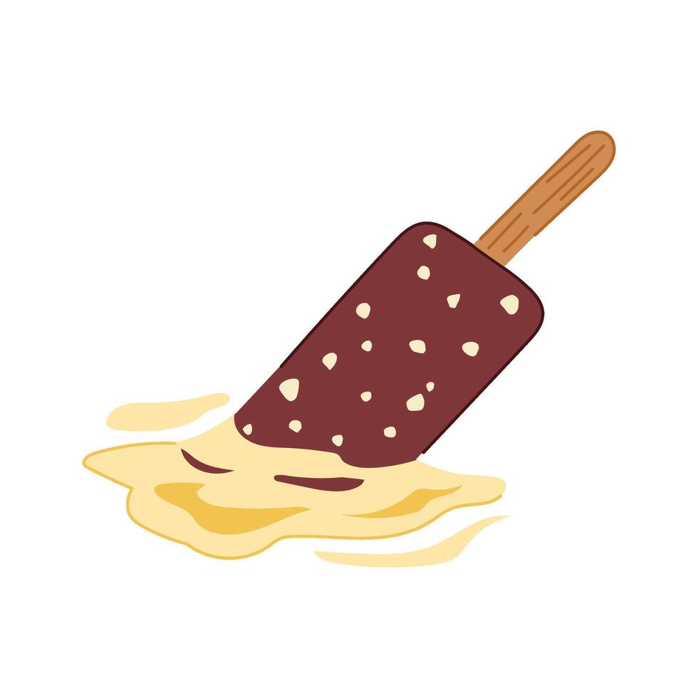 fallen summer ice cream cartoon illustration vector
