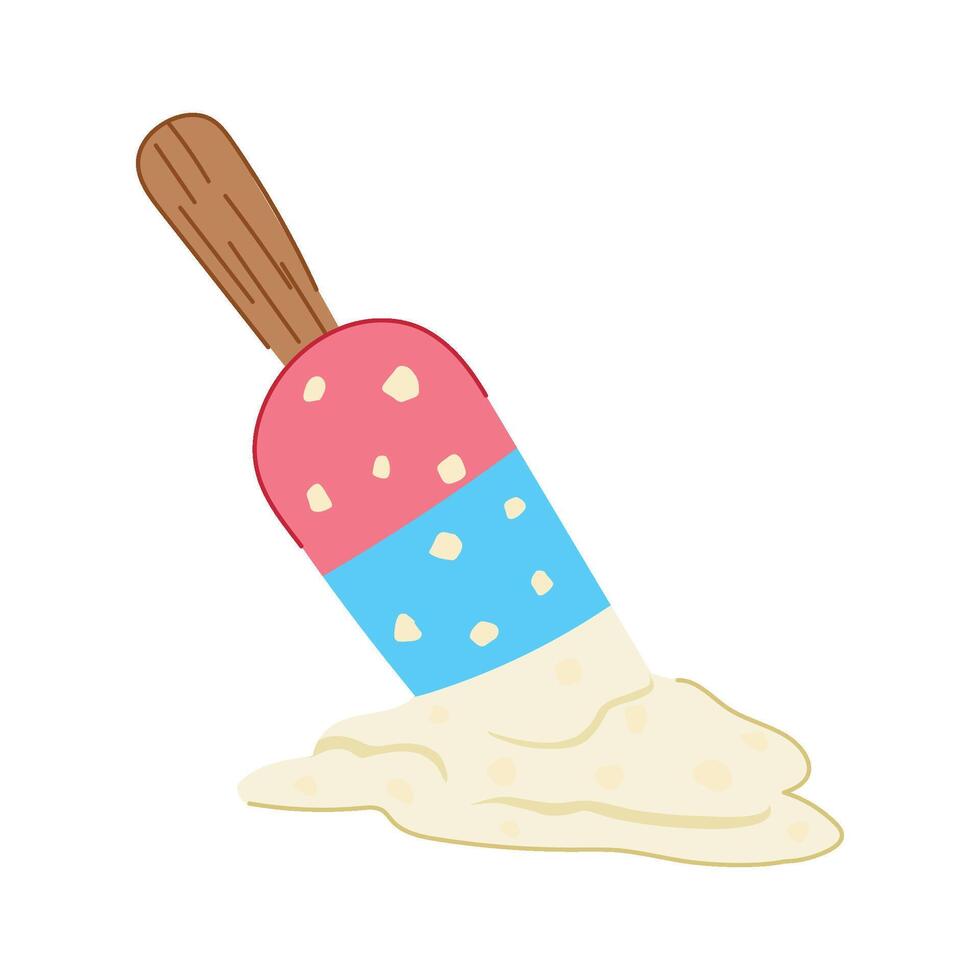 fallen vanilla ice cream cartoon illustration vector
