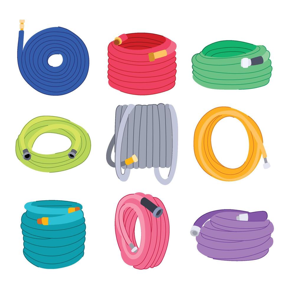 hose garden set cartoon illustration vector