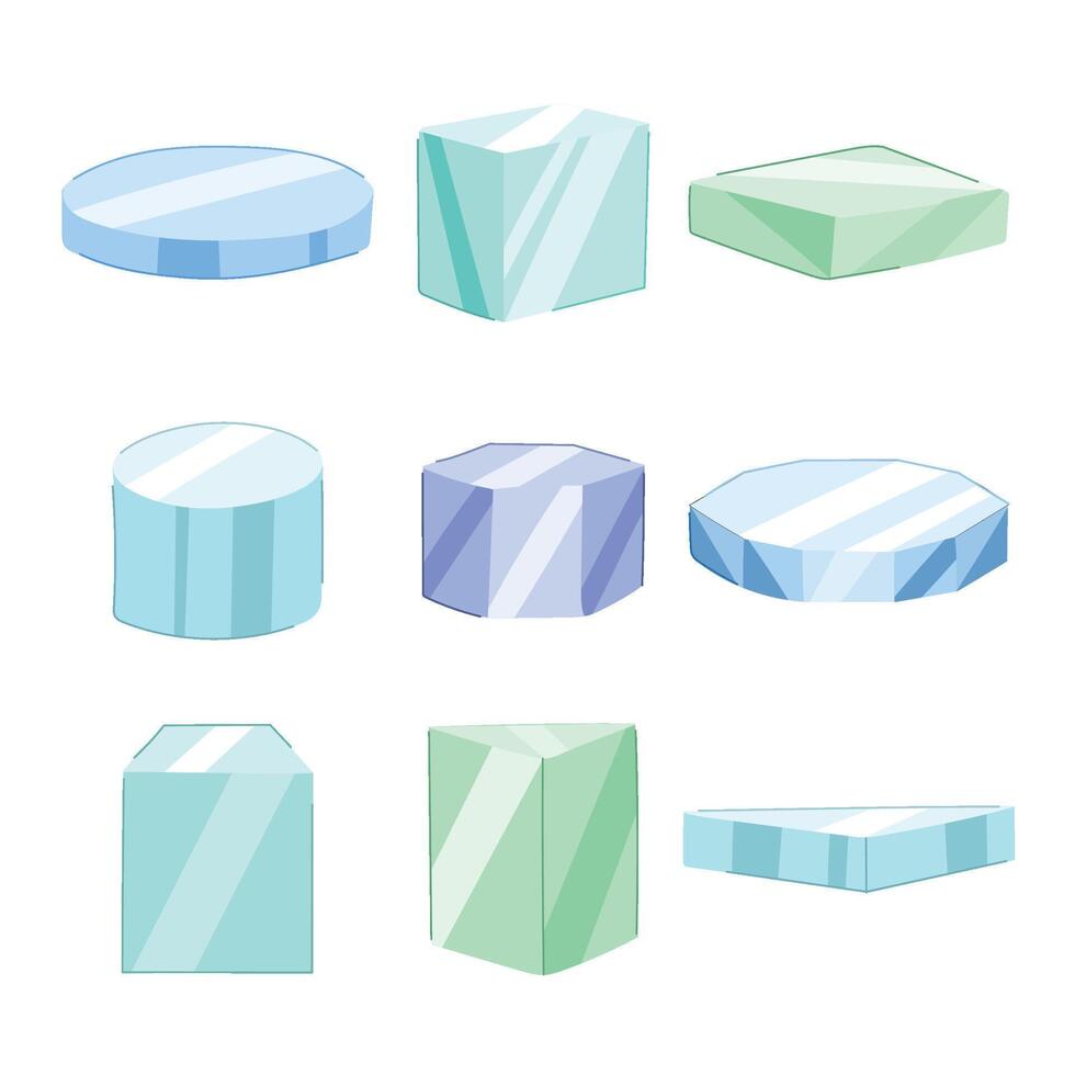 plarform glass set cartoon illustration vector