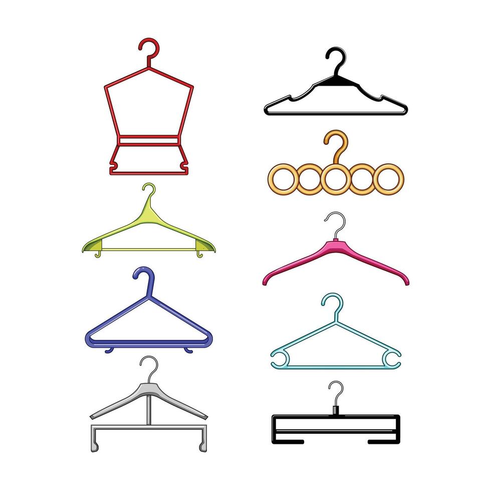 plastic hanger set cartoon illustration vector