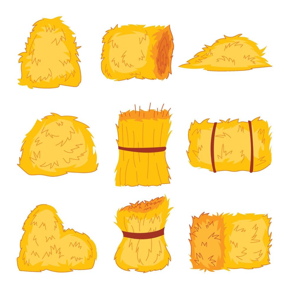 set haystack cartoon illustration vector
