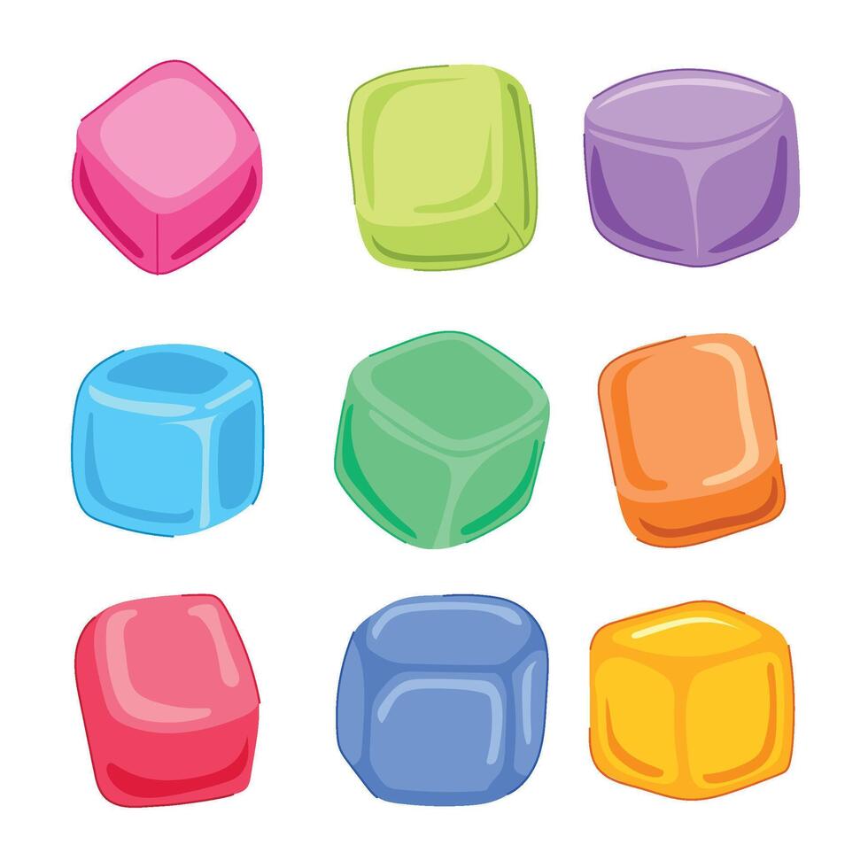 cubes ice reusable set cartoon illustration vector