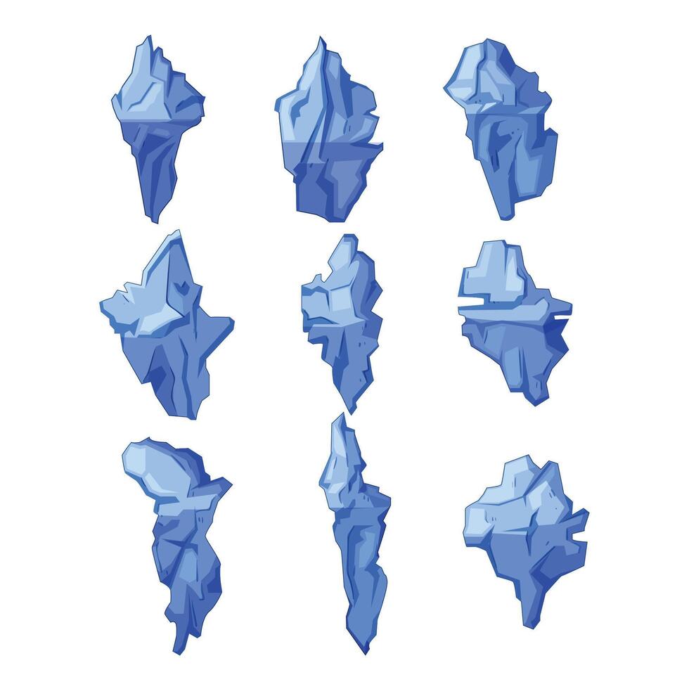 set iceberg cartoon illustration vector