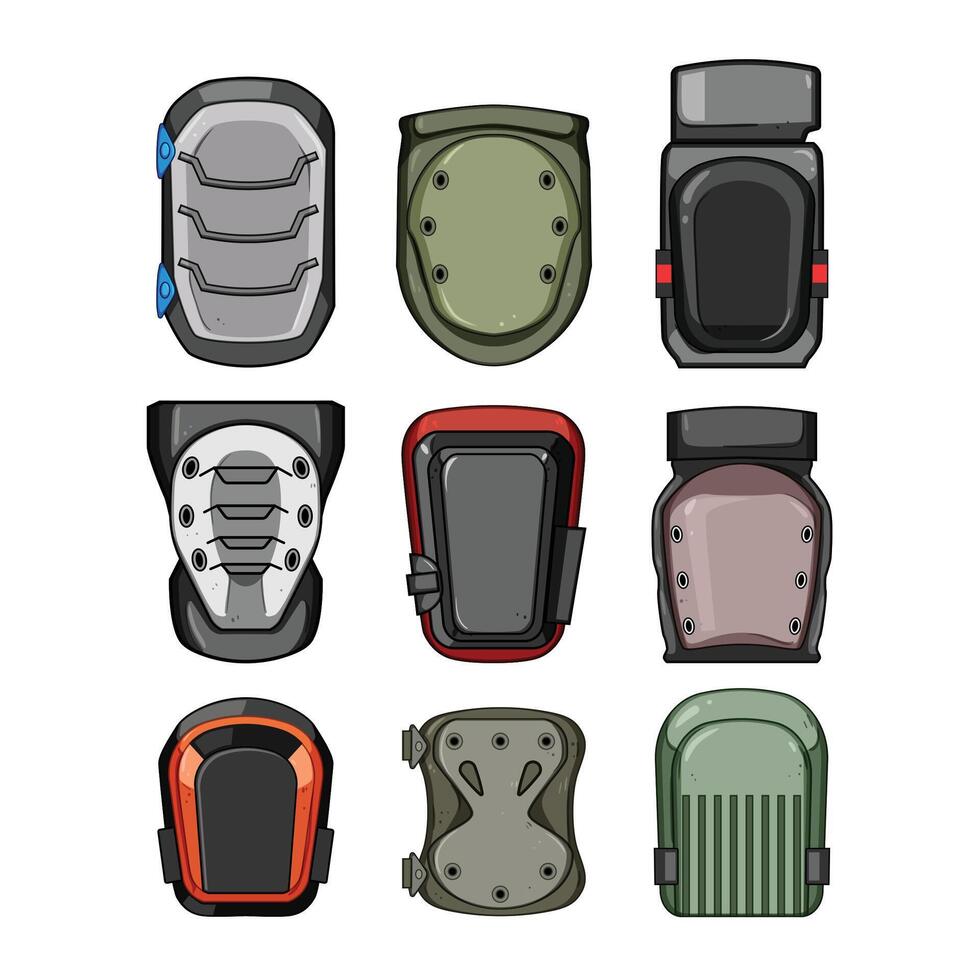pads knee set cartoon illustration vector