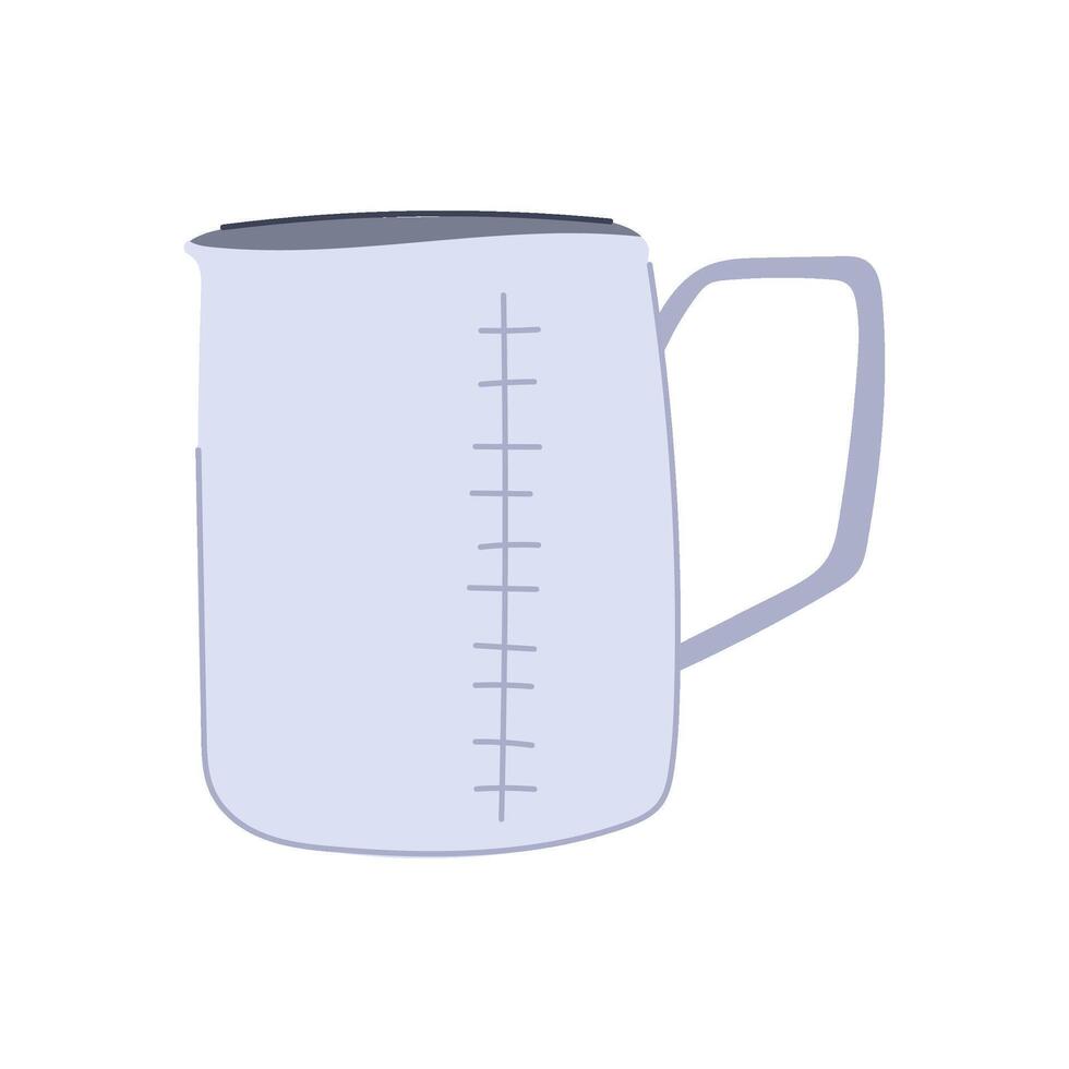 milk latte frothing pitcher cartoon illustration vector