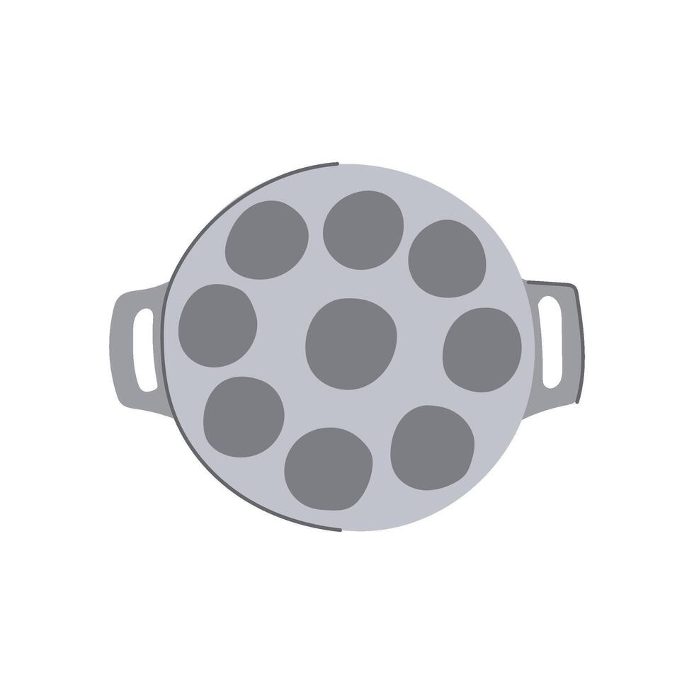 mini griddle pancake pan cartoon illustration vector